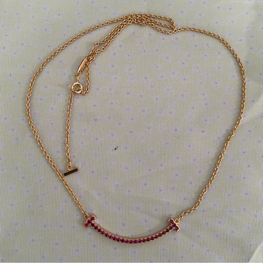 Tiffany & Co T Smile Necklace 18k Rose Gold Necklace